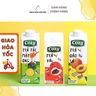Lốc 4 Hộp Trà Trái Cây Cozy Vị Đào Sả, Vị Trà Tắc Mật Ong 225ML/ Hộp