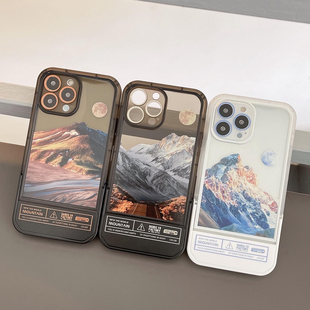Ốp Điện Thoại Silicon Tpu Mềm Kèm Giá Đỡ Ẩn Hình Núi Tuyết Cho iphone 13 12 11 pro max x xr xsmax 7/8plus