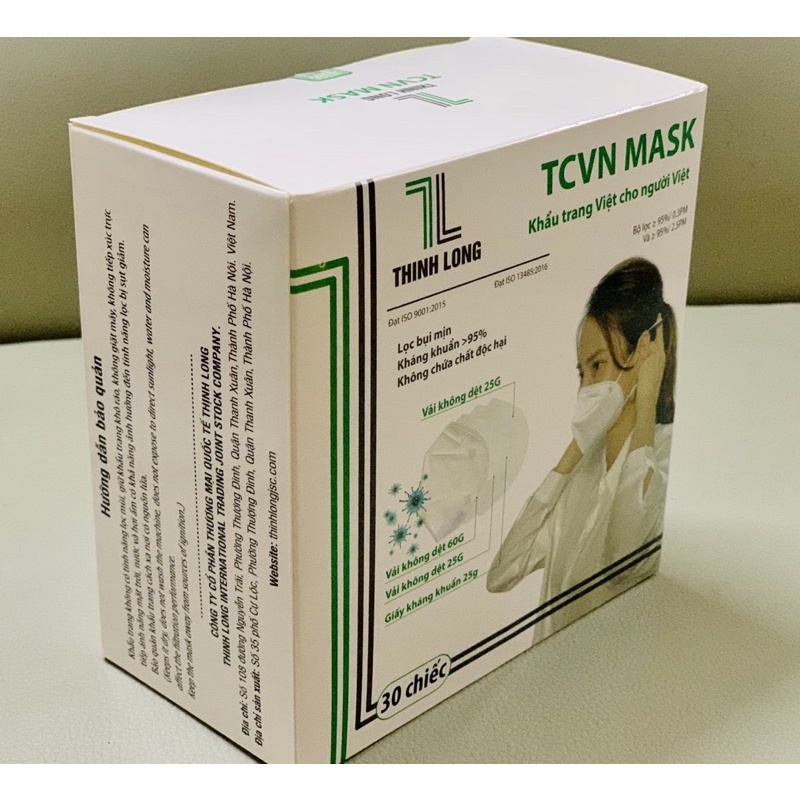 Khẩu trang TCVN MASK Thịnh Long 4 lớp kháng khuẩn lọc bụi mịn PM2.5 (Hộp 30 chiếc)