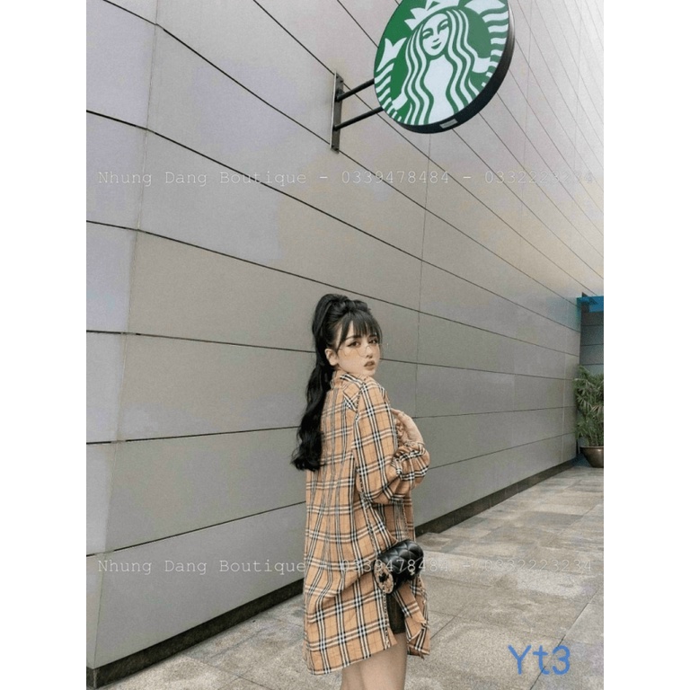 đầm sơ mi kate kẻ sọc form suông giấu bụng cực hotg pu