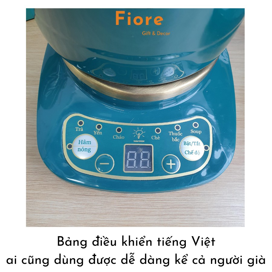 Thố chưng yến - cốc chưng yến tiếng Việt màu xanh cổ vịt Under1000k chính hãng - KBH