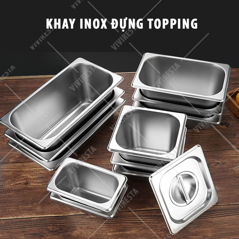 Khay inox đựng topping giá rẻ (GN 1/2)