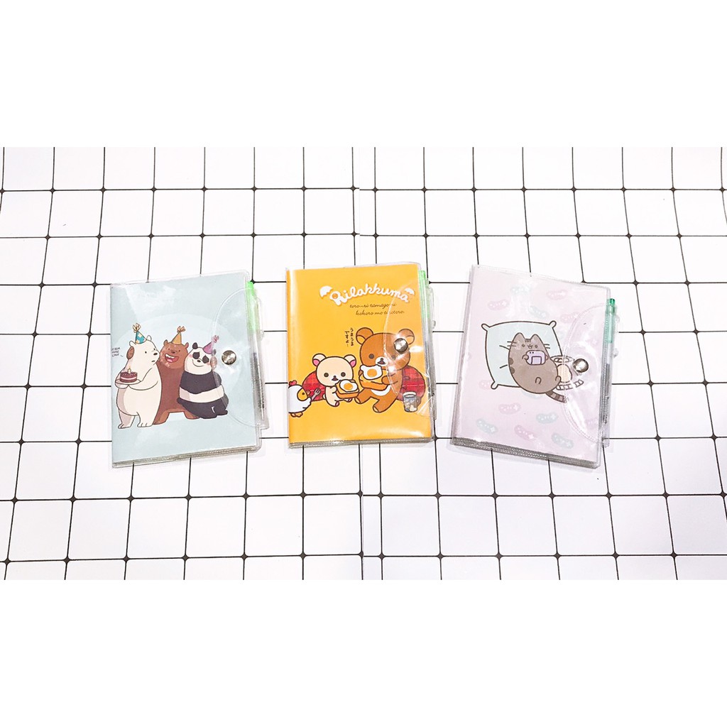 sổ kèm bút cỡ trung sổ kèm bút hoạt hình cute dễ thương 9,5x12,5cm