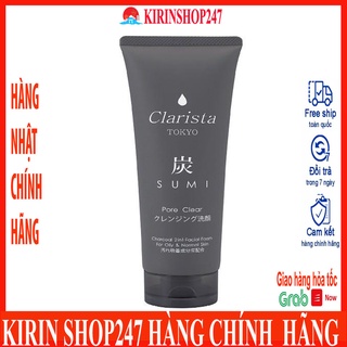 Sữa rửa mặt than hoạt tính, tạo bọt Clarista 130g Hàng Nội Địa Nhật
