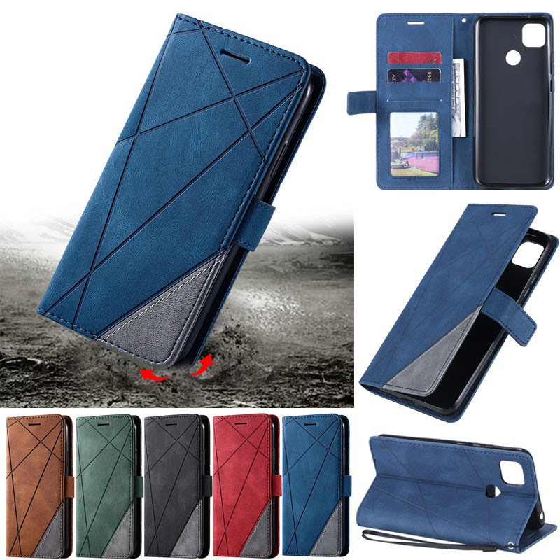 Matte Casing For Xiaomi Redmi Note 10 4G Note 8 Pro Note 8T Note 7 Pro Note 9S Note 9 Pro Max Luxury Splice Pattern Wallet Soft PU Leather Flip Bank Card Holder Cases Covers Magnetic Mobile Phone Holder Soft Cover Case