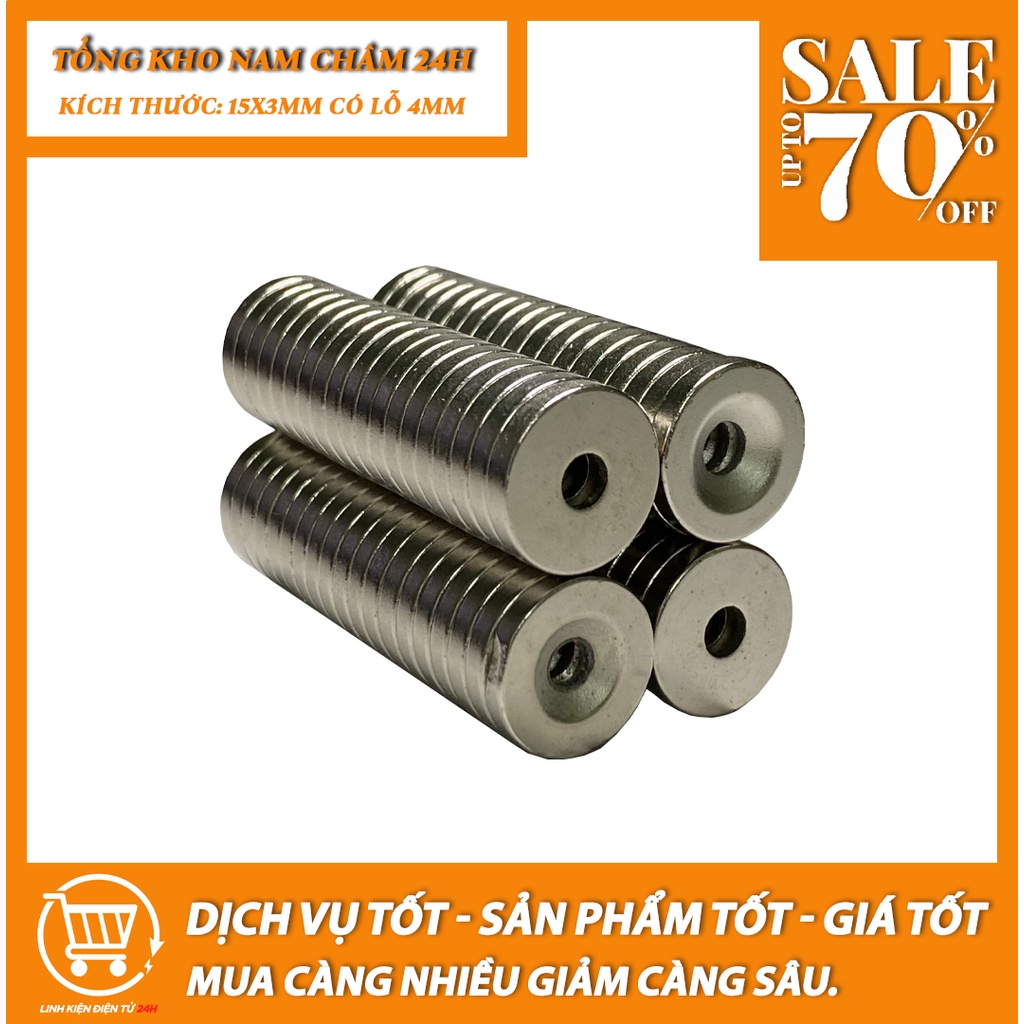 Nam châm 15x3mm có lỗ siêu khỏe