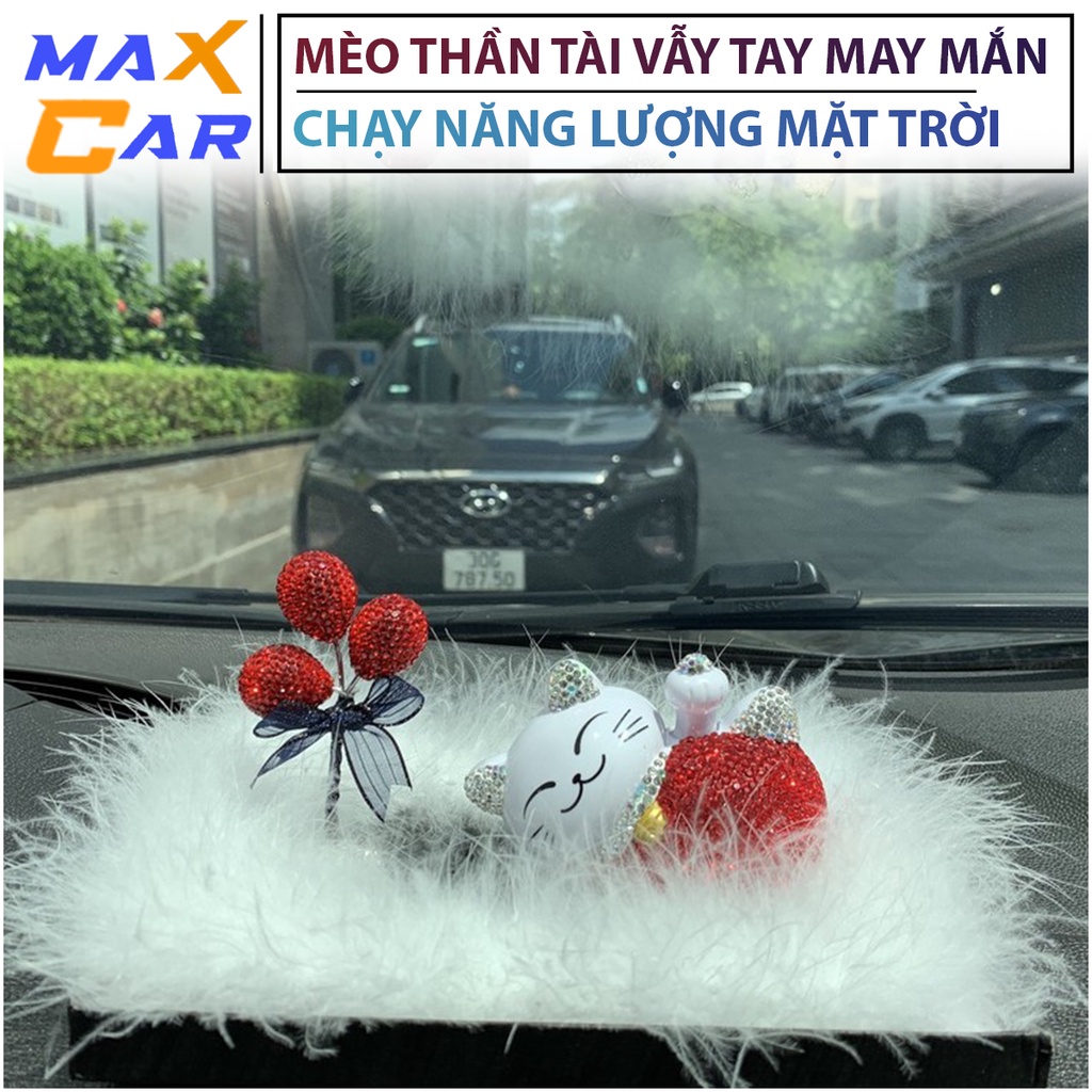 Mèo Thần Tài Vẫy Tay May Mắn chạy bằng năng lượng mặt trời chiêu tài phát lộc Maneki Neko