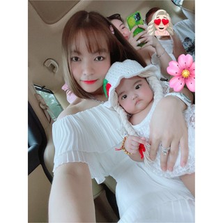 Nón len bím tóc tai gấu trắng kem hình Cherry cho bé yêu - Dương liễu handmade