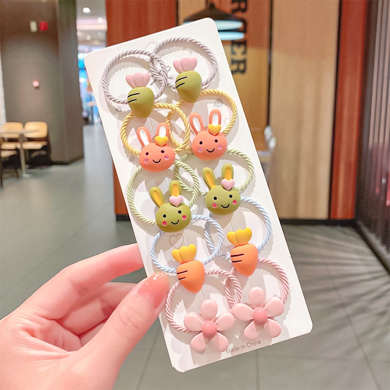 Set 10 Dây Cột Tóc Nhiều Màu Sắc Dễ Thương Cho Bé Gái