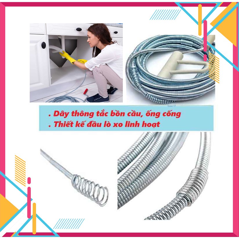 Dụng cụ thông tắc cống bồn cầu lò xo 3m 7m