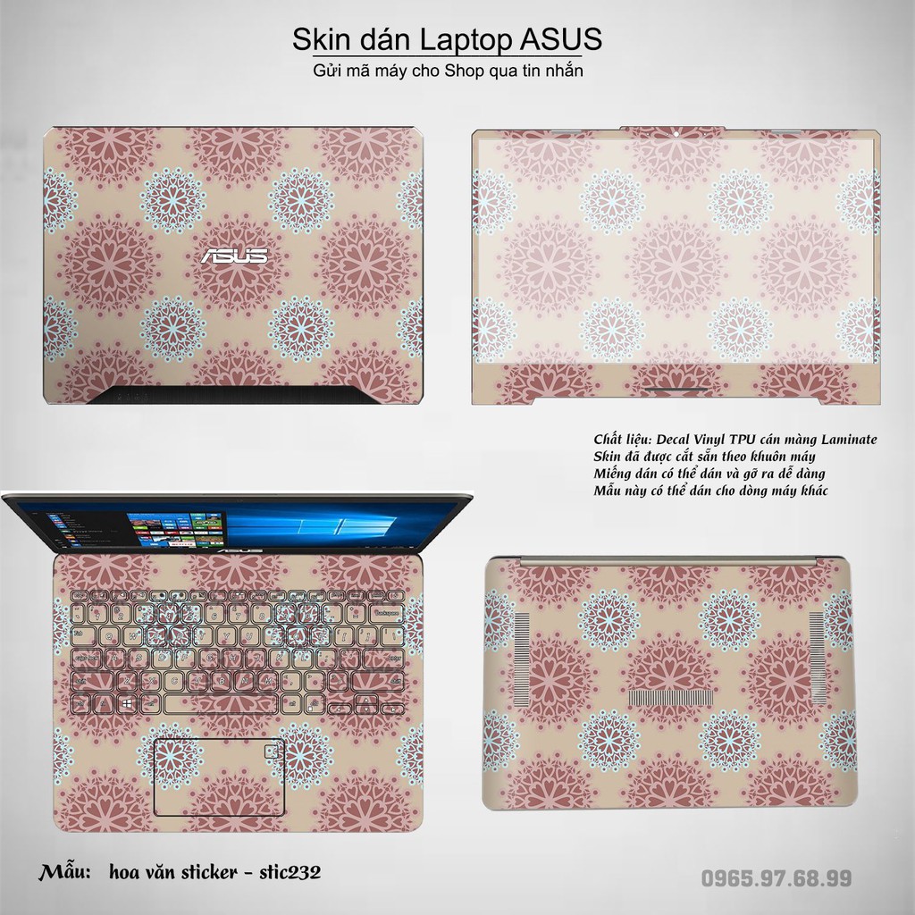 Skin dán Laptop Asus in hình Hoa văn sticker nhiều mẫu 37 (inbox mã máy cho Shop)