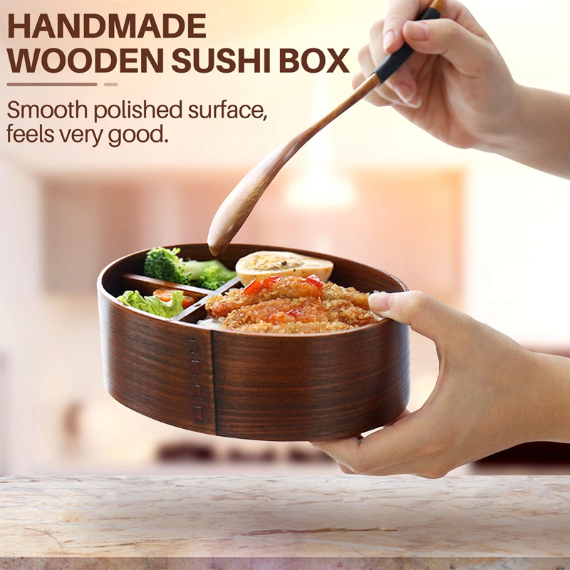 Hộp Đựng Cơm Trưa Bằng Gỗ Phong Cách Nhật Bản Dành Cho Trẻ Em