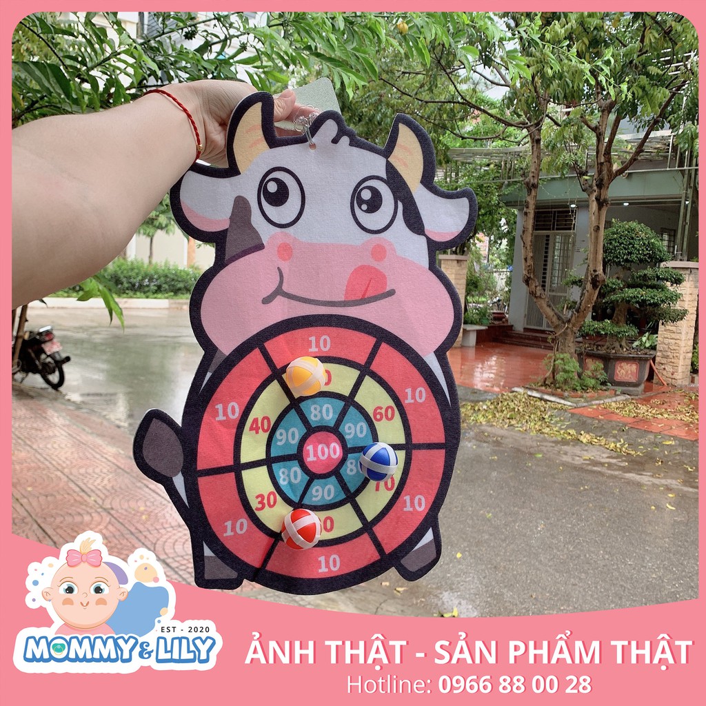 Bảng phi tiêu bóng dính, bảng ném bóng gai tương tác với bé, tặng kèm 3 trái bóng ném dành cho bé từ 2 tuổi