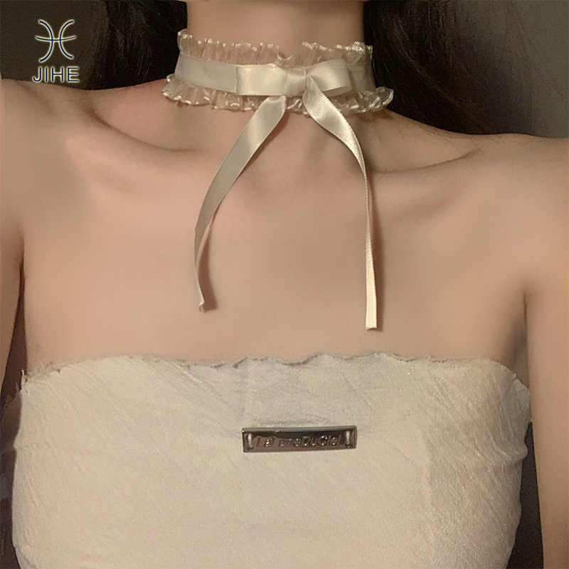 Choker Ren Đen Mặt Nơ Phong Cách Nhật Và Hàn
