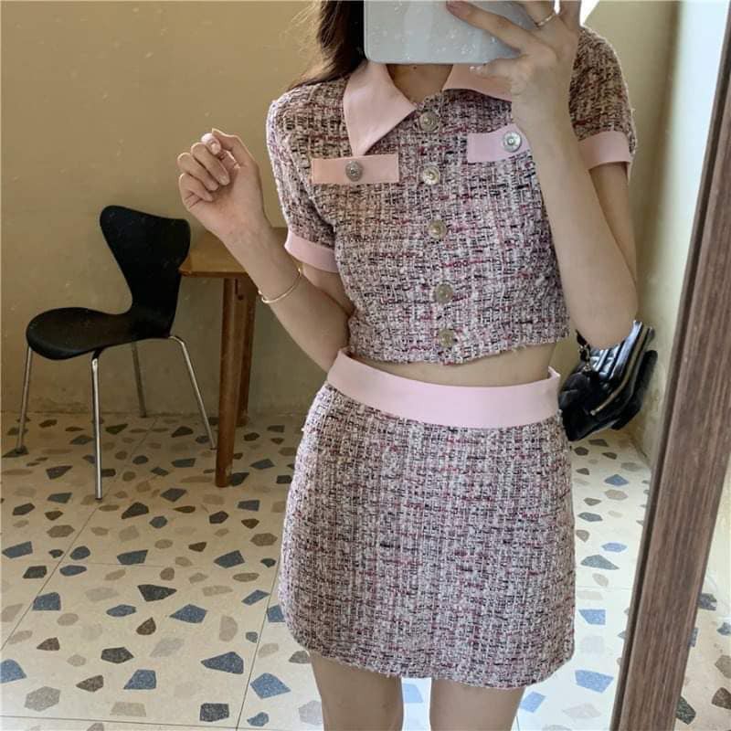 Set váy tweed hot trend Quảng Châu AABG