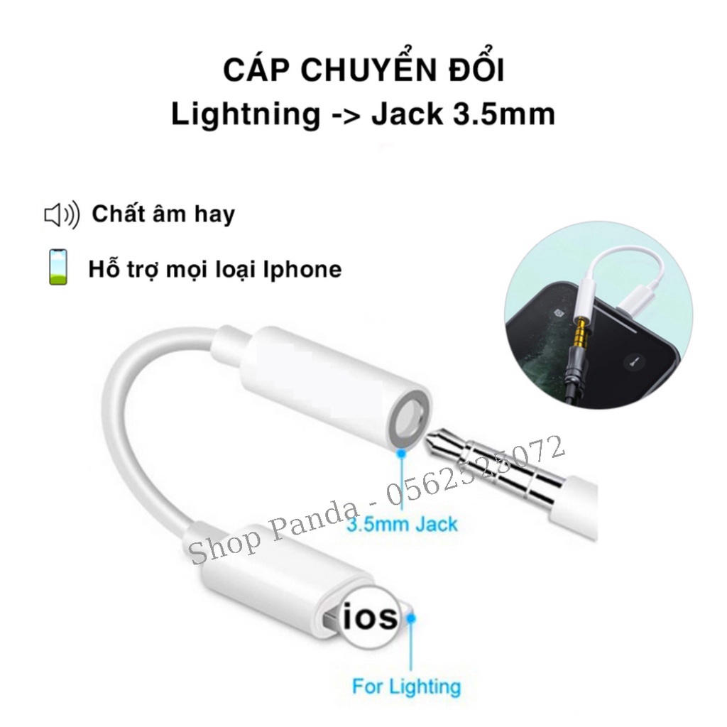 Cáp chuyển đổi cổng Lightning iPhone sang jack tai nghe 3.5 mm