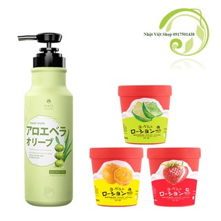 Combo Sữa tắm & Lotion dưỡng trắng da Yogurt trái cây Hasi Kokeshi