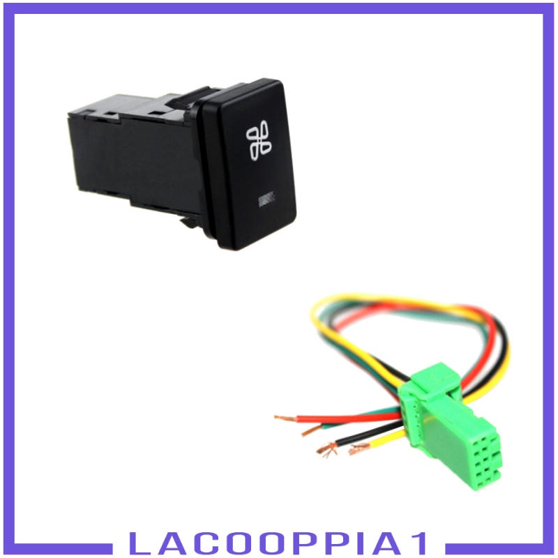 [Lacooppia1] Công Tắc Nút Nhấn 4 Cực Đèn LED Xanh Dương Với Họa Tiết Quạt Cho Toyota Camry