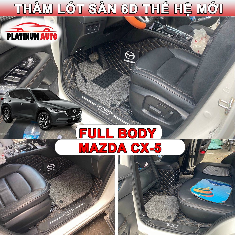 Thảm lót sàn ô tô Mazda Cx5 2014-2021, thảm 6D thành cao, tràn viền bậc cửa