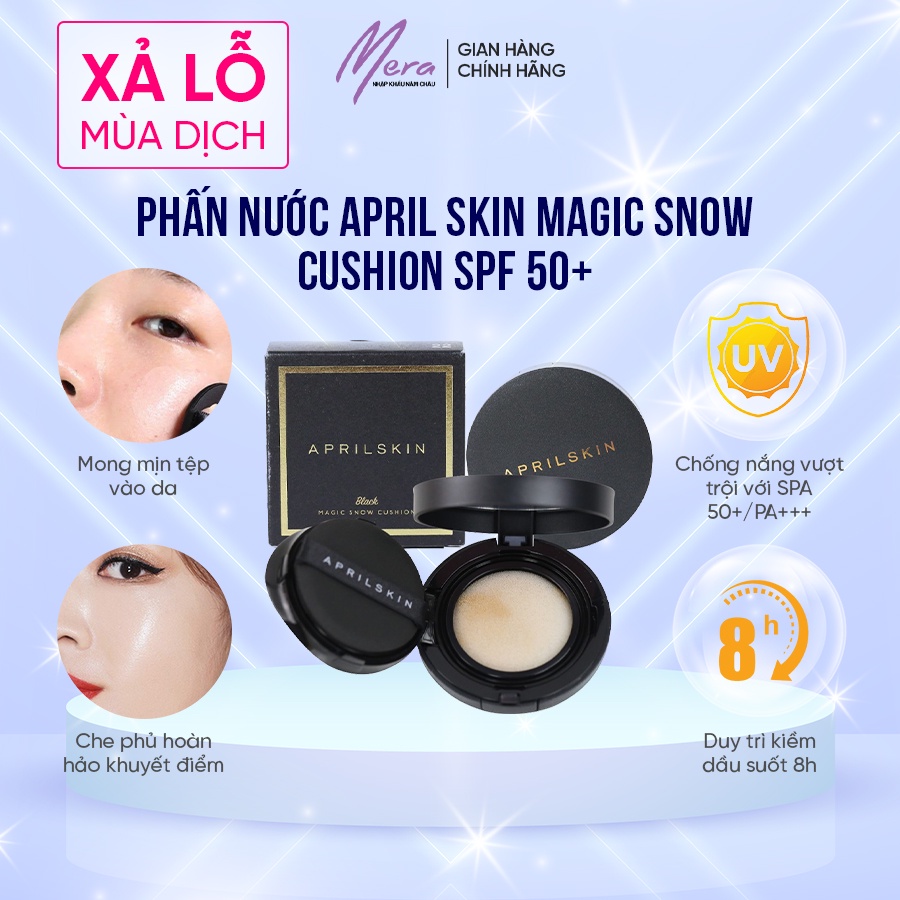 Phấn Nước April Skin Magic Snow Cushion SPF 50+ Mỏng Mịn, Che Phủ Và Chống Nắng Tốt