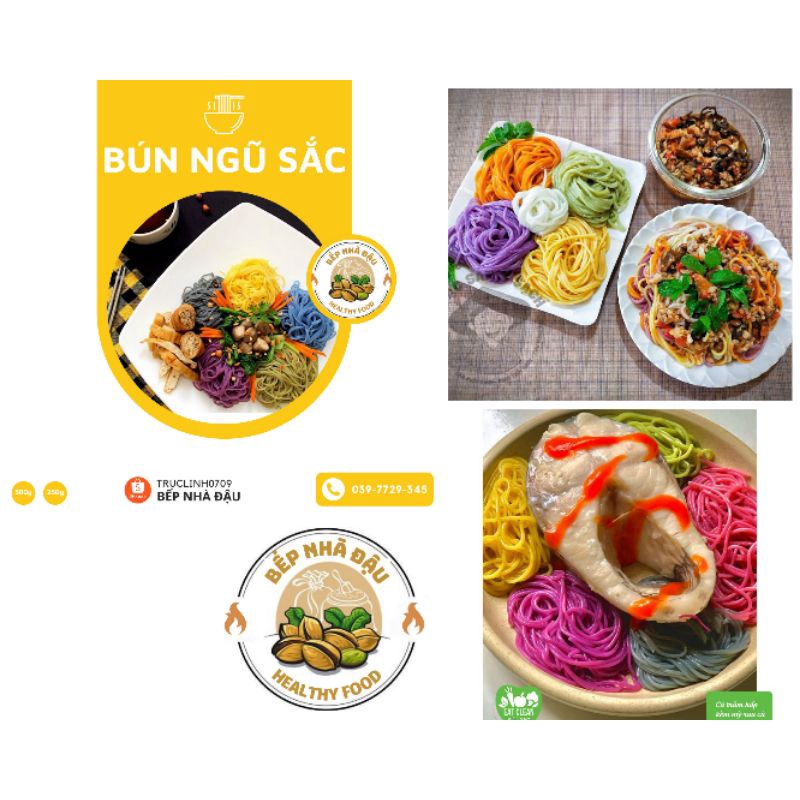 Bún ngũ sắc đặc sản Cao Bằng 500g Bún rau củ, Thực phẩm ăn kiêng, giảm cân, thực dưỡng, ăn chay gói 500g