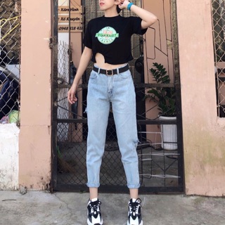 (Size đại 30~36)Quần Baggy Big Size Nam Nữ Rách 2 Hông Sole Lưng Cao Trên Rốn- Đậm/Nhạt-Siêu Đẹp