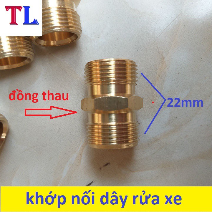 Khớp nối dây xịt máy rửa xe 2 đầu ren 22mm (kép nối 22mm)