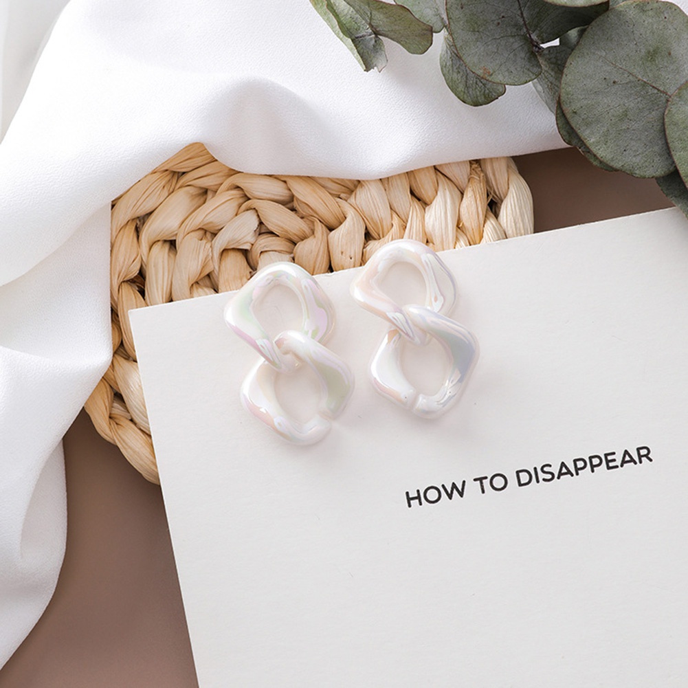 Khuyên tai hình học đính ngọc trai thời trang cho nữ