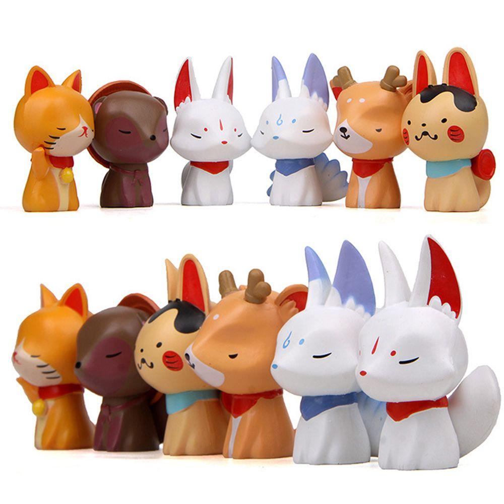 Set 6 Mô Hình Mèo / Cáo / Mèo Mini Trang Trí Vườn Nhà