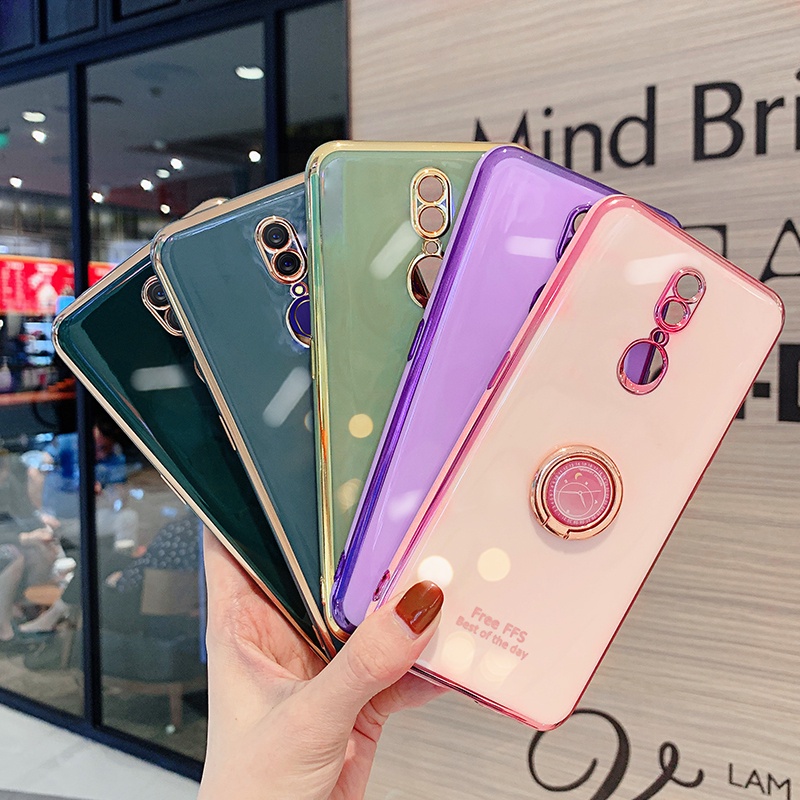 Ốp điện thoại màu trơn chống sốc chống rơi có giá đỡ cho Oppo F11 A9 2020 A5 2020
