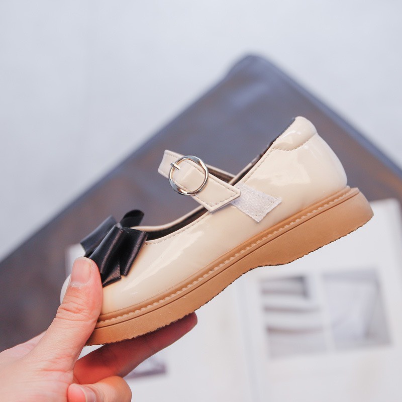 Giày Búp Bê Da Bóng Mềm Đính Nơ Phong Cách Hàn Quốc Cho Bé Gái 1-5 Tuổi M002