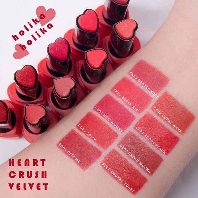 Son Lì Trái Tim siêu kute Holika Holika Heart Crush Lipstick Comfort Velvet