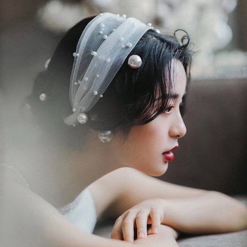 Lúp kẹp tóc cô dâu voan đính ngọc