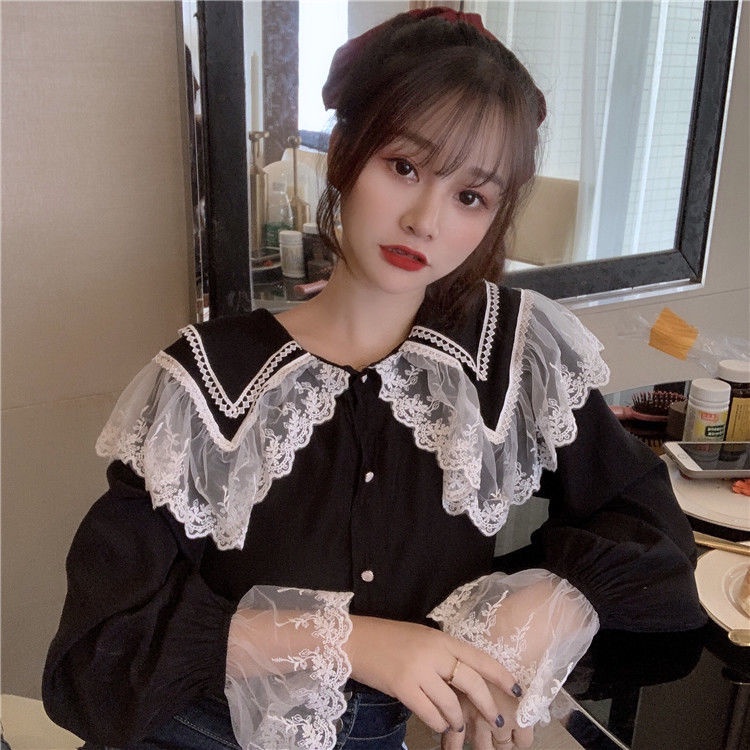 Áo Sơ Mi Cổ Búp Bê Thiết Kế Mới Thời Trang Mùa Thu Theo Phong Cách Hàn Quốc