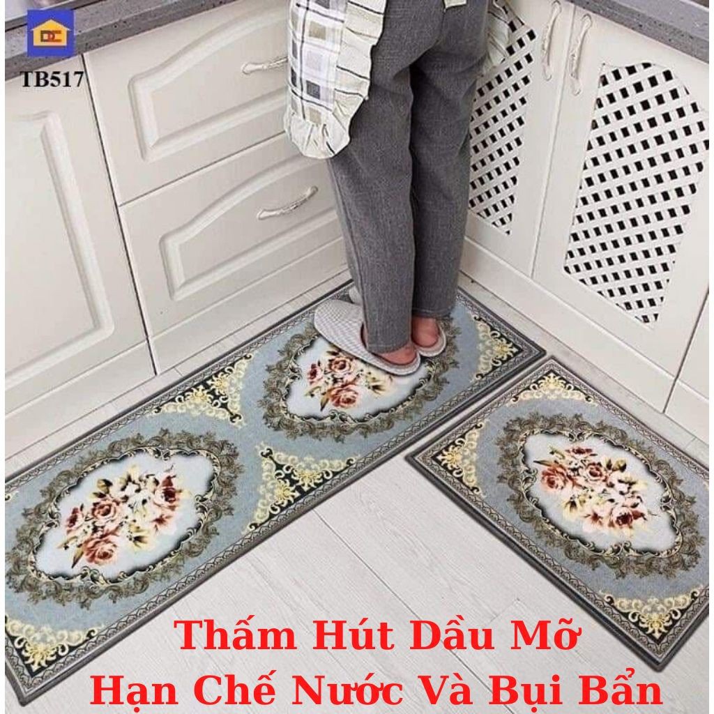 [FREE SHIP ❤️] Bộ 2 THẢM BẾP 3D Chống Trơn Trượt Phòng Bếp Phòng Khách Nhà Tắm