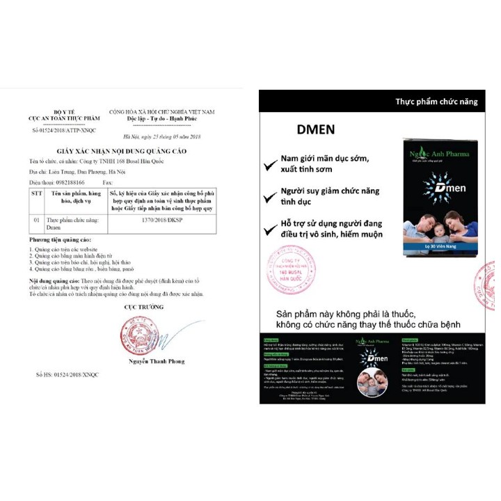 Dmen Tăng Cường Chất Lượng Tinh Trùng( Tặng 3 gói muối kiềm Ngọc Ánh) | BigBuy360 - bigbuy360.vn