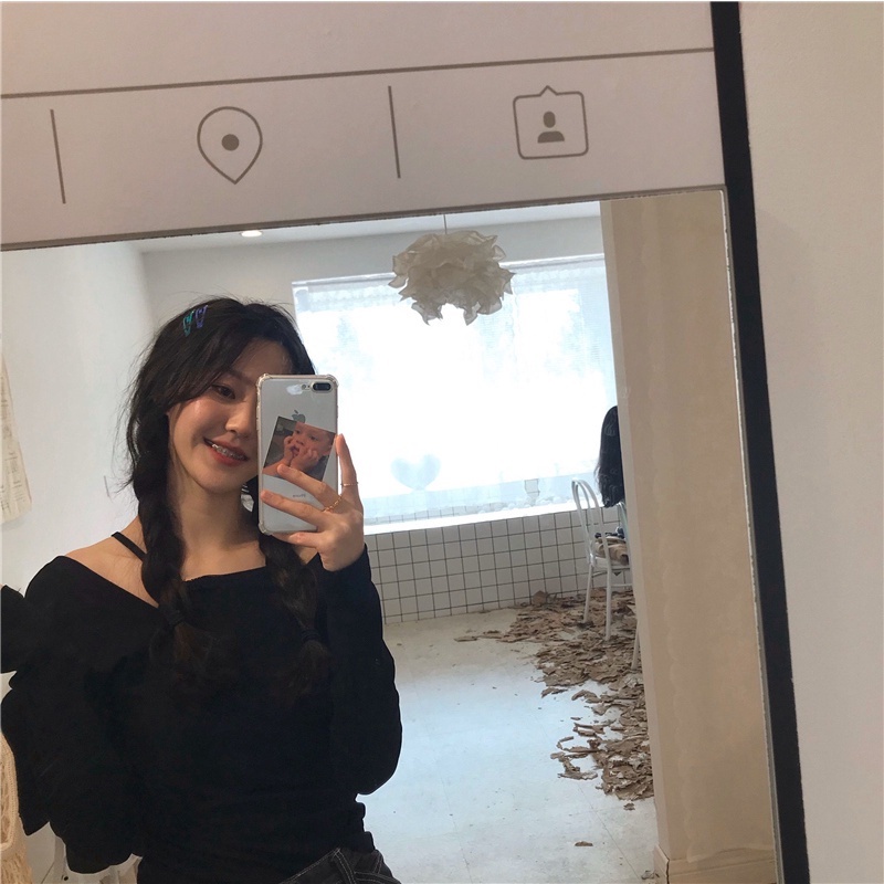 Áo Thun Tay Dài Trễ Vai Thời Trang Mùa Thu Cho Nữ