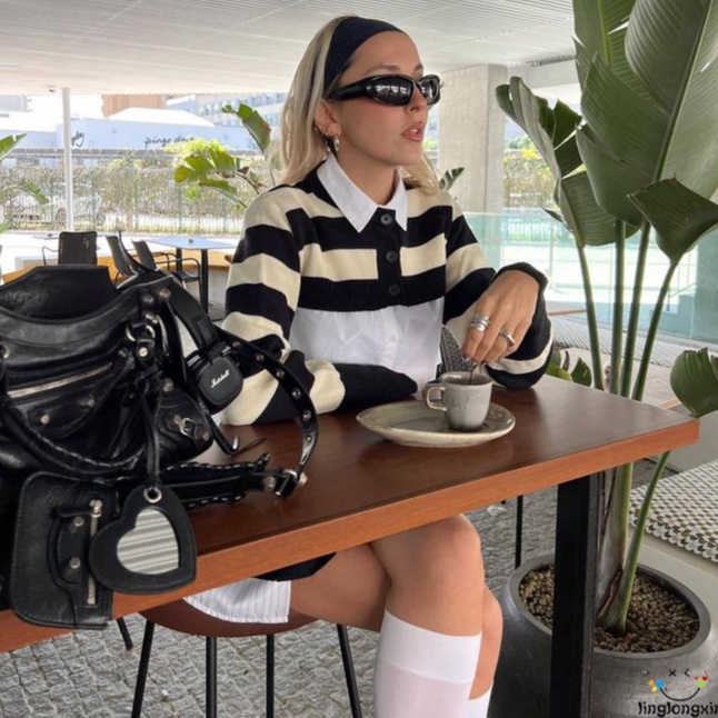 Linglongxi2-Women E-Girls Y2K Knitted Crop Tops Corchet Knit Plaid Patchwork Tee Shirts Beach Cover Up Top 2022 Summer Streetwear