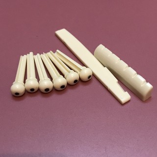 Combo 6 chốt dây đàn và bộ lược ngựa cho đàn Guitar màu trắng