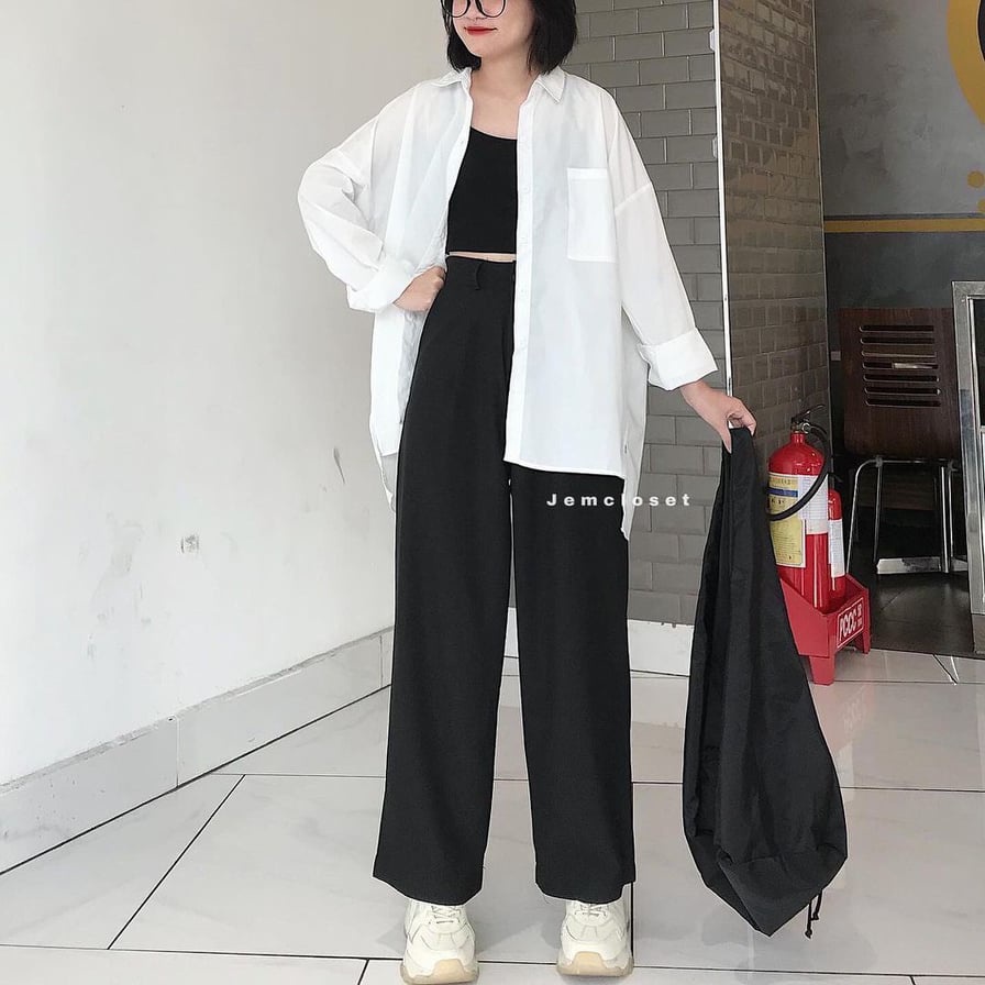 Quần Kaki Ống Rộng Chất Kaki Xịn Mềm, Cạp Liền  Chun Lưng Phong Cách Hàn Quốc ,Quần xuông nữ  Unisex