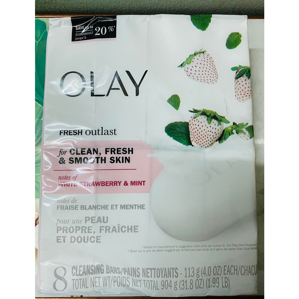 02 XÀ PHÒNG CỤC OLAY WHITE STRAWBERRY & MINT, WATER LILY 31.08OZ