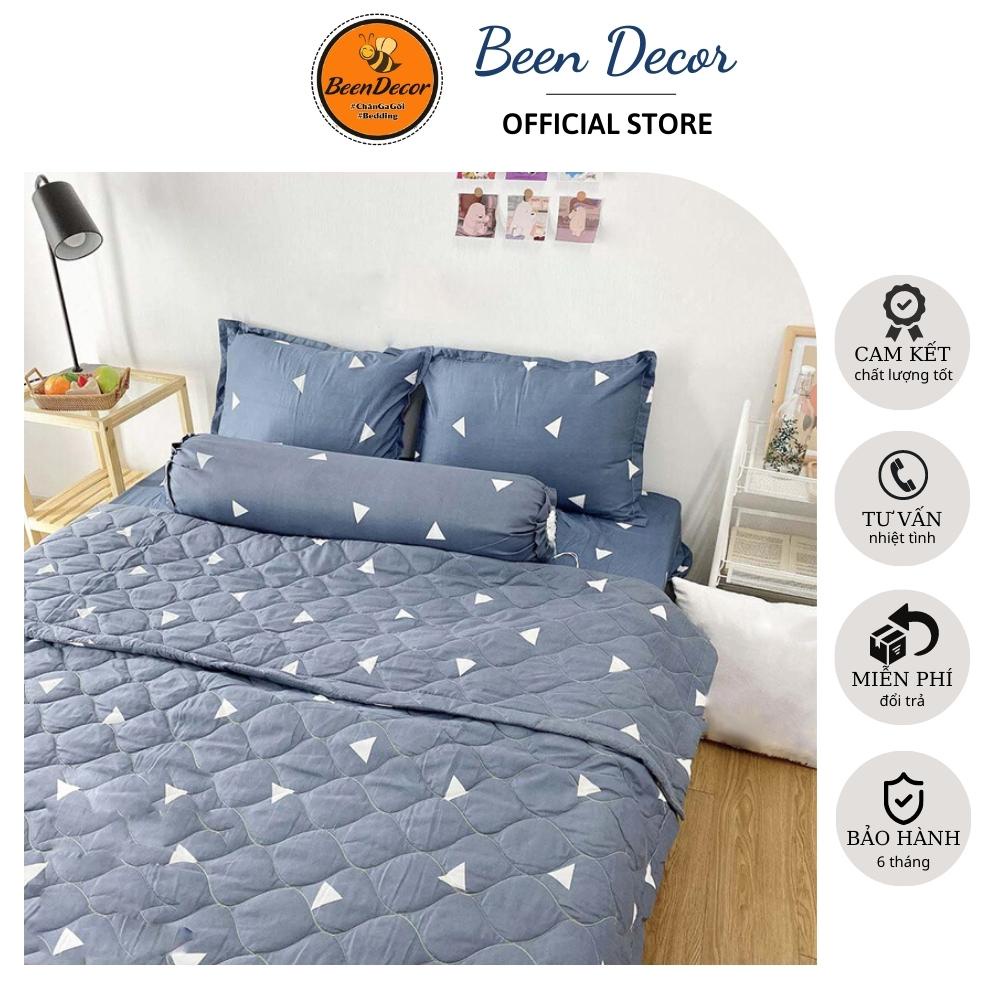 Set chăn hè Tam Giác Ghi thương hiệu Cotton poly 5 món (1 ga 1 chăn hè, 2 vỏ gối nằm, 1 vỏ gối ôm)
