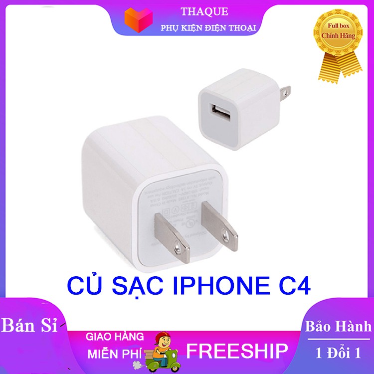 { Bảo hành 12 tháng } Củ sạc vông Iphone C4 sạc nhanh cho các đời máy Iphone 5, 5s, 6, 6s, 7,7P, 8,8plus..