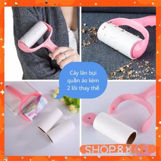 Cây lăn bụi quần áo kèm 2 lõi thay cán hồng to cầm tay