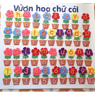 Vườn hoa chữ cái bằng nỉ- 100x 90cm- Đồ dùng mầm non bằng nỉ