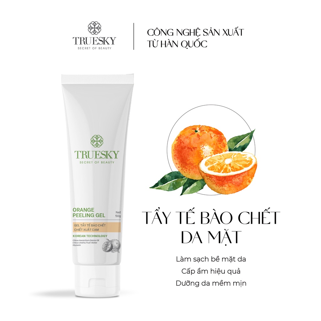 Tẩy tế bào chết da mặt dạng gel Truesky chiết xuất cam 50g - Orange Peeling Gel