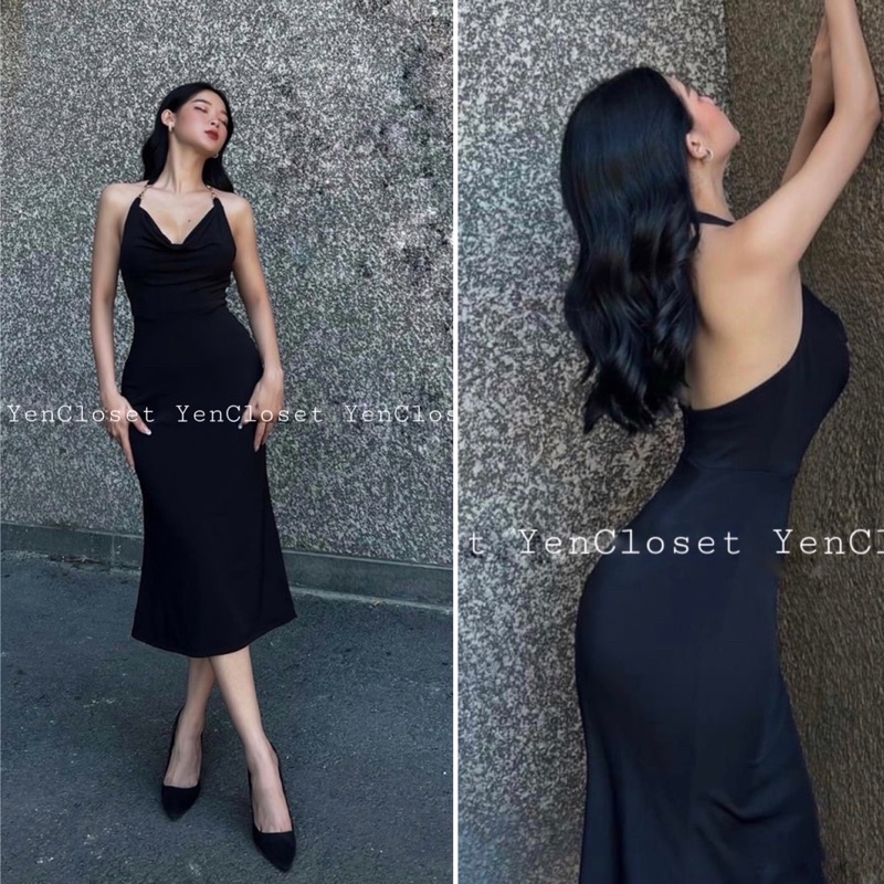 Hình chính chủ YENCLOSET kèm feedback - Body cổ đổ hở lưng sang chảnh, cực tôn dáng , hàng TK chuẩn form