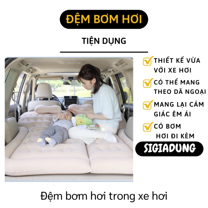 [SGD] Đệm Hơi Ô Tô - Nệm Giường Ô Tô Cao Cấp, Có Thể Làm Giường Dã Ngoại Kèm Bơm 9419