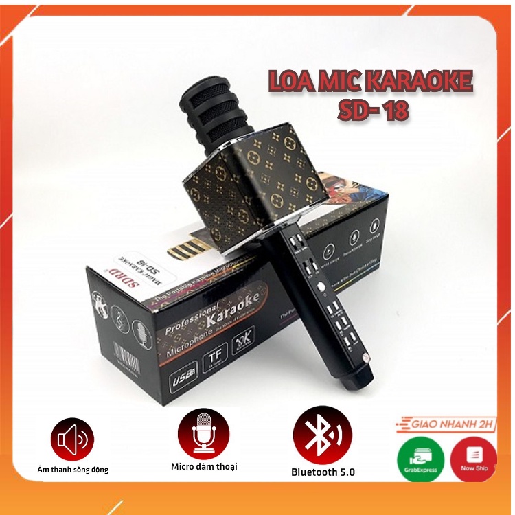 Mic Karaoke SD-18 Kèm Loa Bluetooth,Mic Cầm Tay Đẳng Cấp, Thiết Kế Sang Trọng, Âm Thanh Hay Cực Đỉnh.