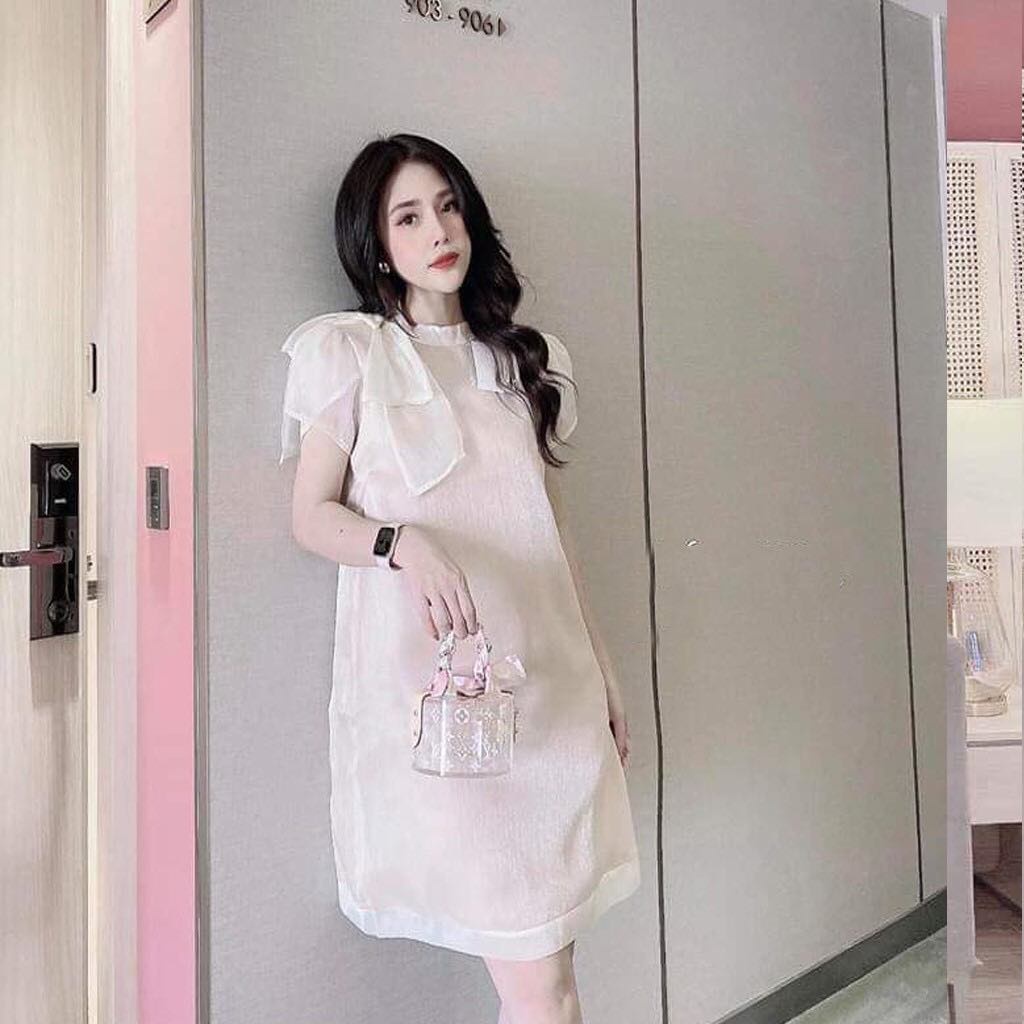 Váy bầu thời trang giá rẻ - đầm bầu dự tiệc thiết kế đẹp MAMADRESS FREESIZE 45-65kg chất VOAN 2 LỚP V22